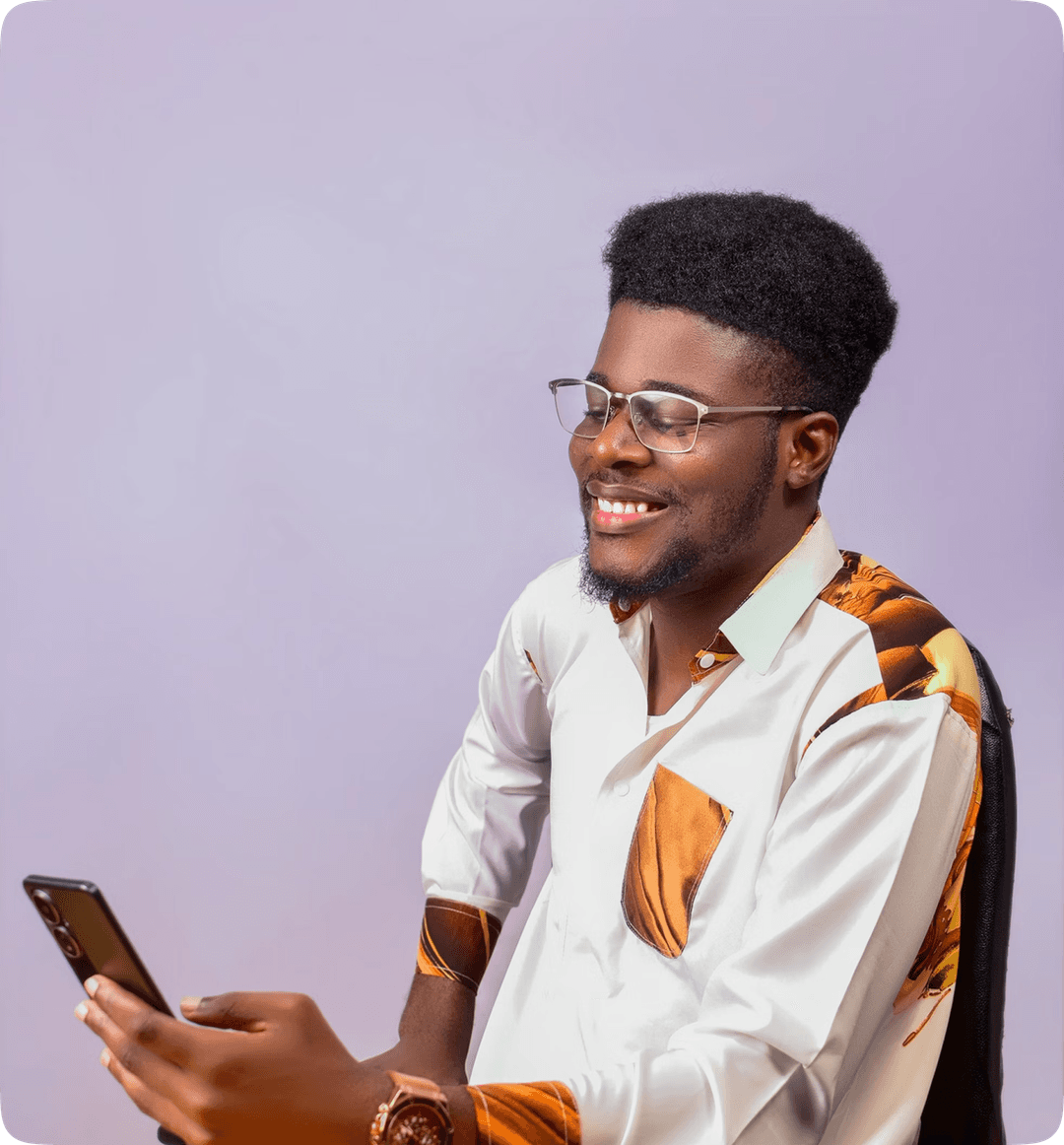 An Image of a man pressing his phone