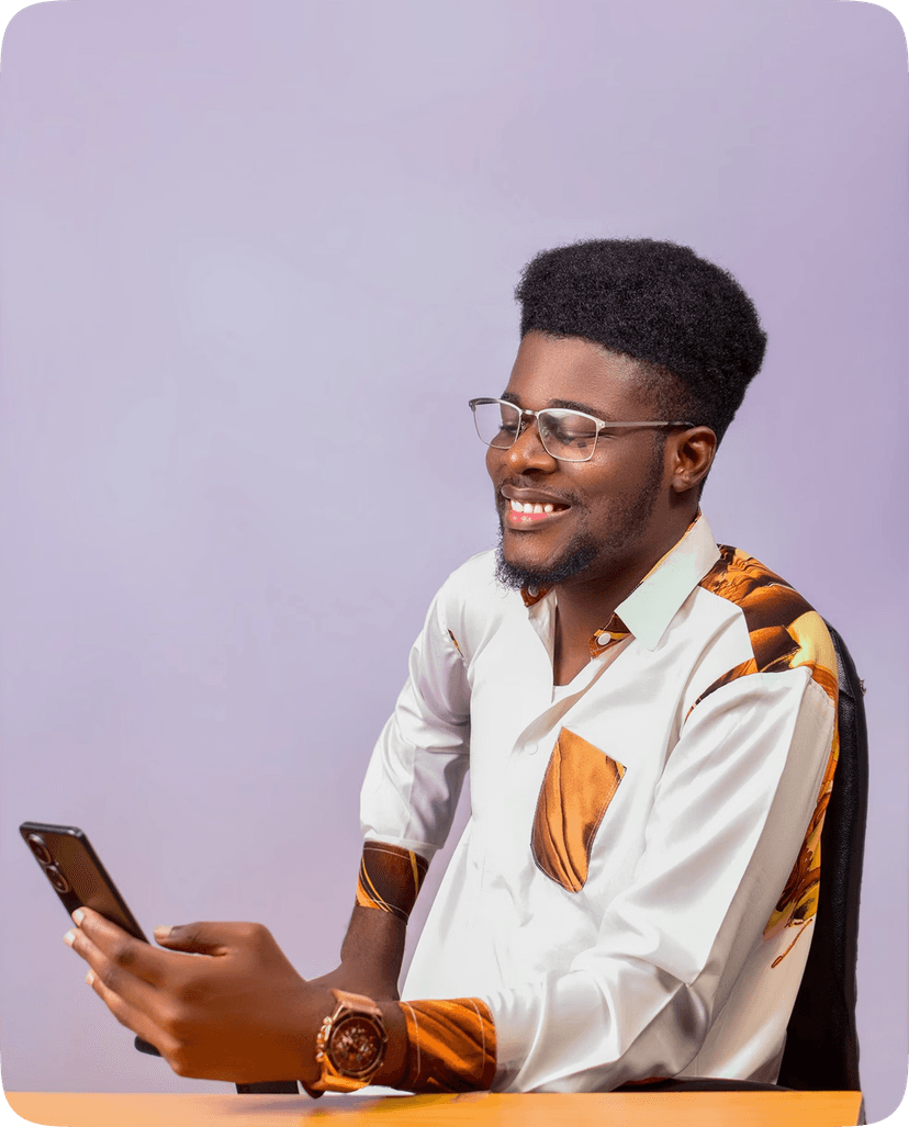 An Image of a man pressing his phone